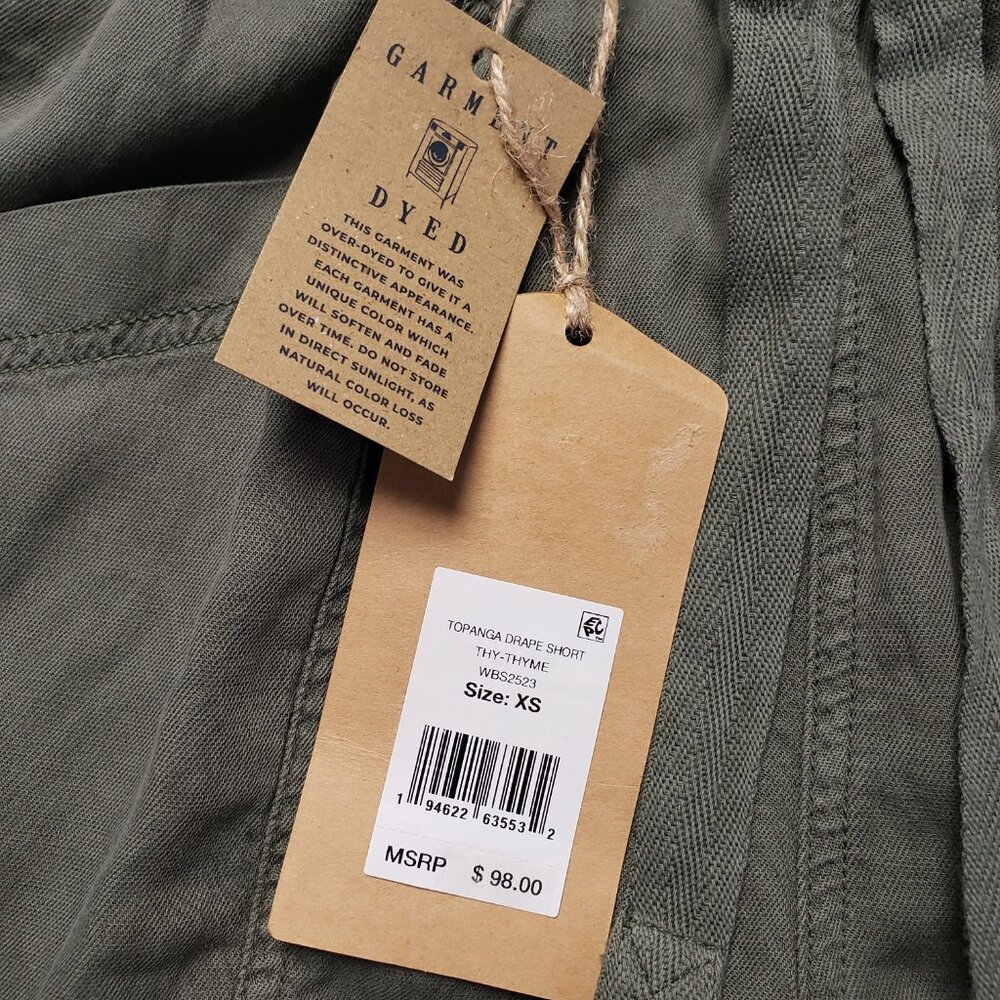 Faherty Women's Linen & Organic Cotton Topanga Drape Shorts in Thyme size XS NWT - Picture 8 of 9